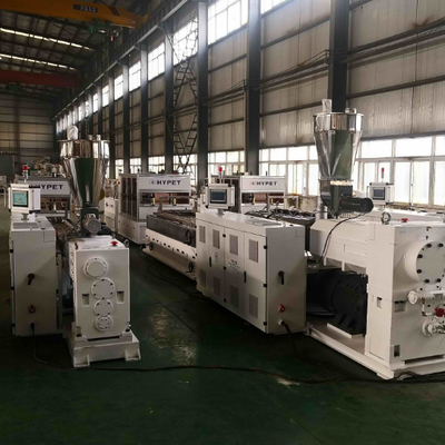 شراء Shenzhen HYPET WPC Cladding Wall Panel Interior Great Board with Laminating Pattern Extrusion Machine Making Production Line online manufacture